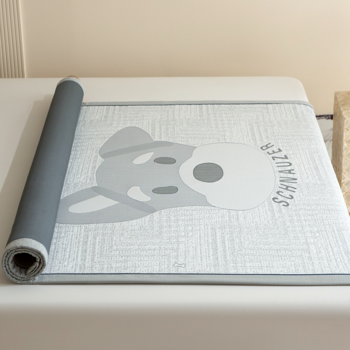 91家纺网 家纺一手货源 找家纺 印季家纺 2026新款卡通大版提花冰爽凉感丝凉席席子 雪纳瑞