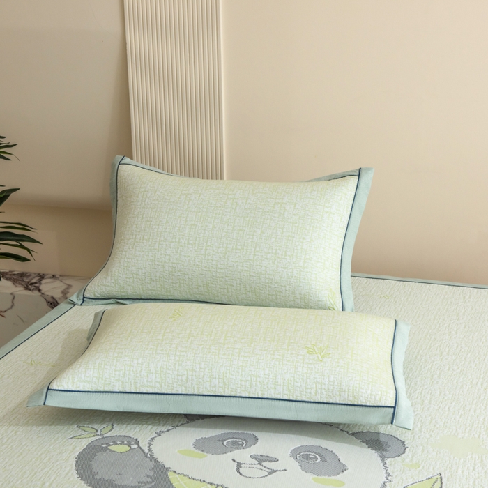 91家纺网 家纺一手货源 找家纺 印季家纺 2026新款卡通大版提花冰爽凉感丝凉席席子 大熊猫