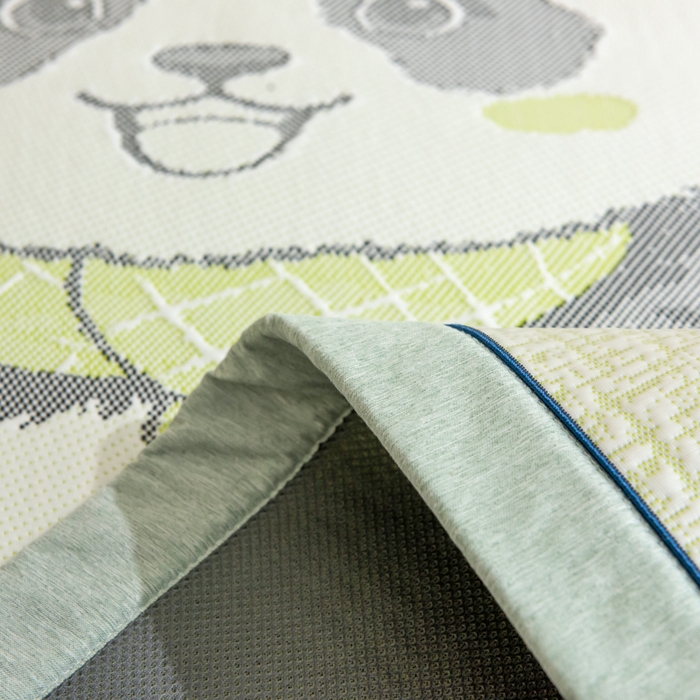 91家纺网 家纺一手货源 找家纺 印季家纺 2026新款卡通大版提花冰爽凉感丝凉席席子 大熊猫