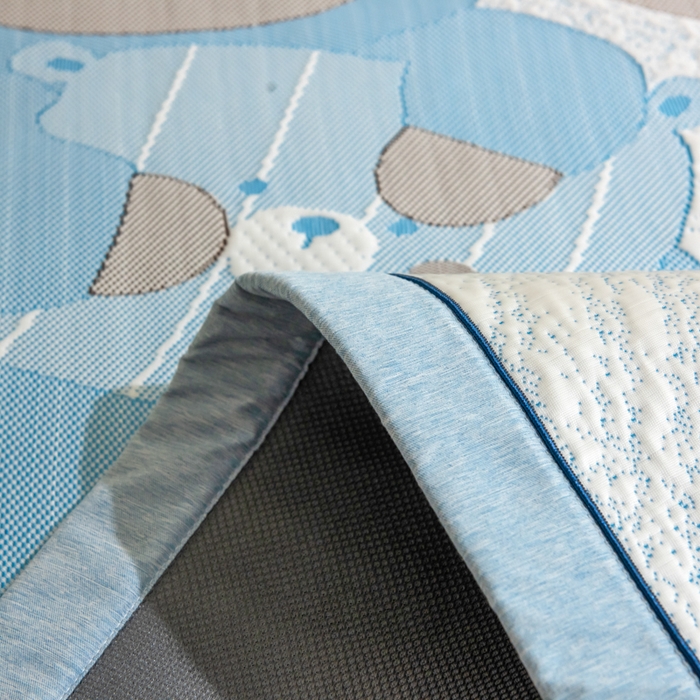 91家纺网 家纺一手货源 找家纺 印季家纺 2026新款卡通大版提花冰爽凉感丝凉席席子 熊宝宝