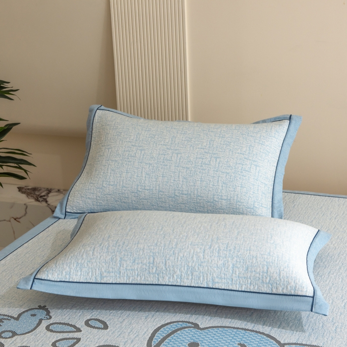 91家纺网 家纺一手货源 找家纺 印季家纺 2026新款卡通大版提花冰爽凉感丝凉席席子 大象