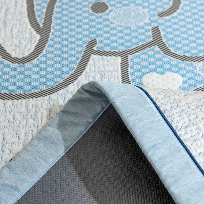 91家纺网 家纺一手货源 找家纺 印季家纺 2026新款卡通大版提花冰爽凉感丝凉席席子 大象