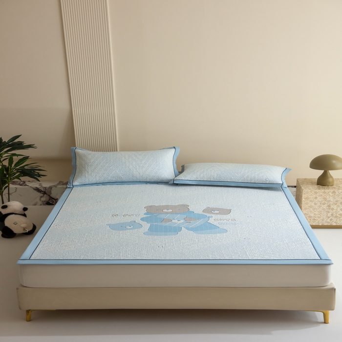 印季家纺 2026新款卡通大版提花冰爽凉感丝凉席席子 熊宝宝