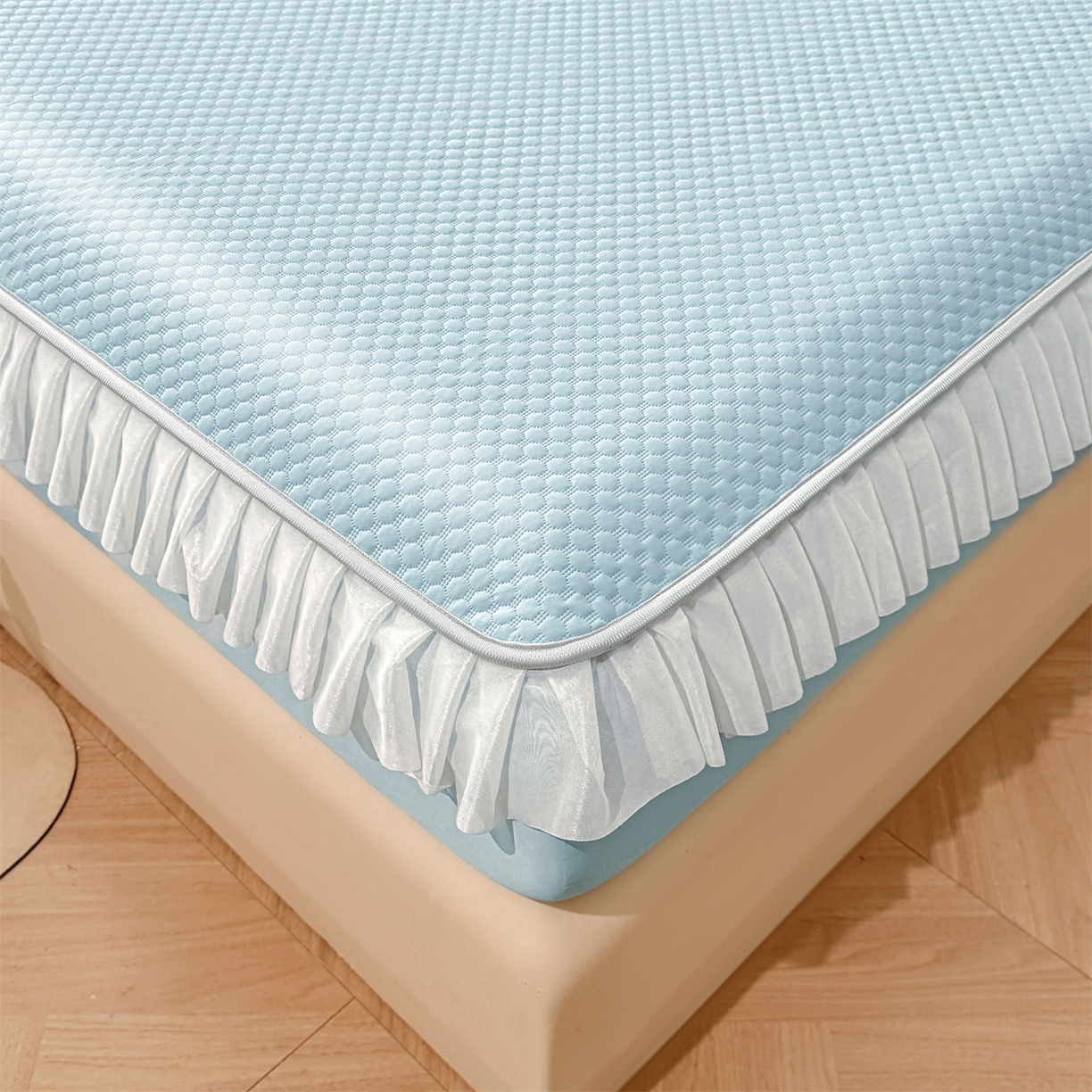 91家纺网 家纺一手货源 找家纺 （总）雯豆家纺 2026新款A类凉感丝花边床笠款凉席席子凉席