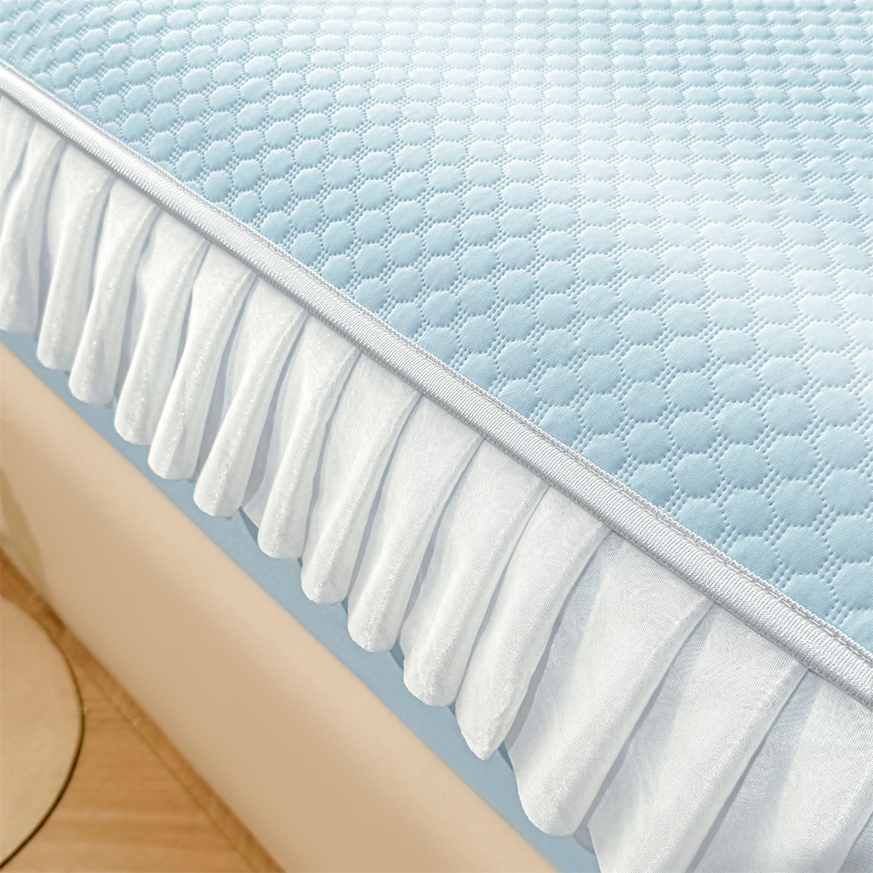 91家纺网 家纺一手货源 找家纺 （总）雯豆家纺 2026新款A类凉感丝花边床笠款凉席席子凉席