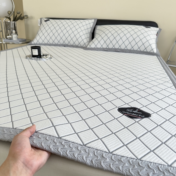 印季家纺 2026新款轻奢简约凉感丝泡泡席-格调凉席（床席款） 银灰