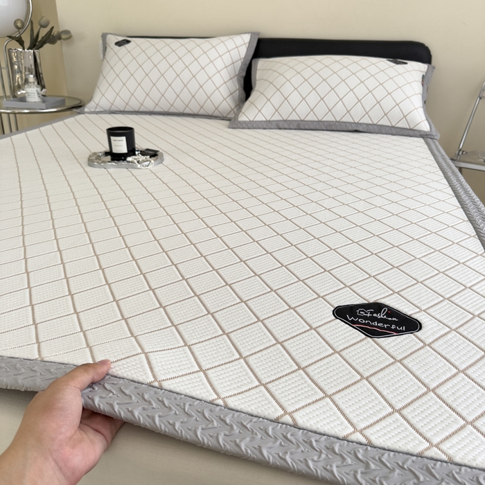 印季家纺 2026新款轻奢简约凉感丝泡泡席-格调凉席（床席款） 米黄