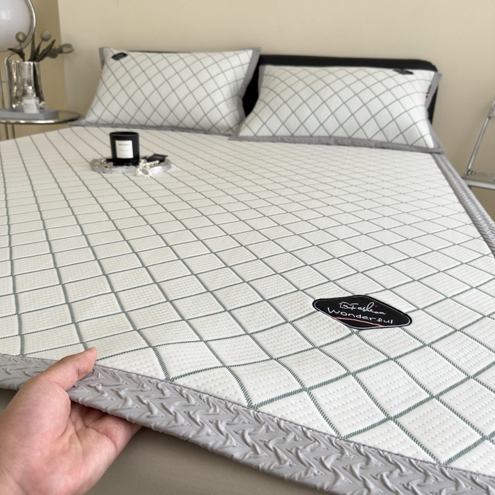 印季家纺 2026新款轻奢简约凉感丝泡泡席-格调凉席（床席款） 墨绿