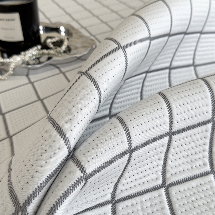 91家纺网 家纺一手货源 找家纺 印季家纺 2026新款轻奢简约凉感丝泡泡席-格调凉席（床笠款） 银灰