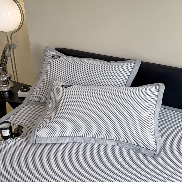 91家纺网 家纺一手货源 找家纺 印季家纺 2026新款凉感系列-华夫格凉感丝软席（床席款） 银灰