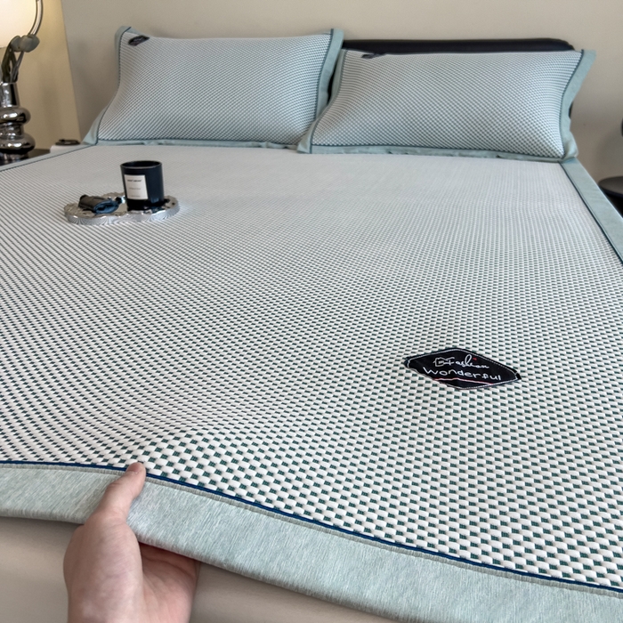 印季家纺 2026新款凉感系列-华夫格凉感丝软席（床席款） 墨绿