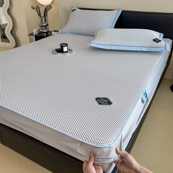 91家纺网 家纺一手货源 找家纺 （总）印季家纺 2026新款凉感系列-华夫格凉感丝软席（床笠款）