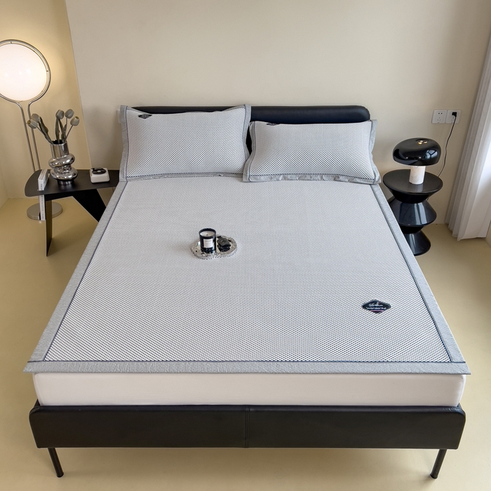 91家纺网 家纺一手货源 找家纺 印季家纺 2026新款凉感系列-华夫格凉感丝软席（床笠款） 银灰