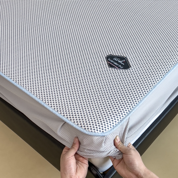 91家纺网 家纺一手货源 找家纺 印季家纺 2026新款凉感系列-华夫格凉感丝软席（床笠款） 藏蓝