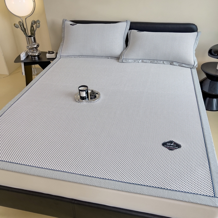 91家纺网 家纺一手货源 找家纺 印季家纺 2026新款凉感系列-华夫格凉感丝软席（床笠款） 银灰