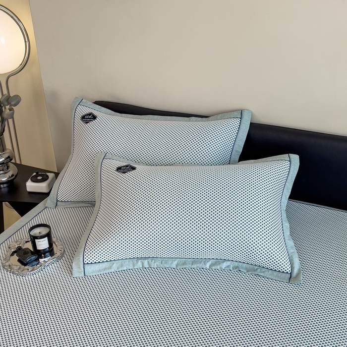 91家纺网 家纺一手货源 找家纺 印季家纺 2026新款凉感系列-华夫格凉感丝软席（床笠款） 墨绿