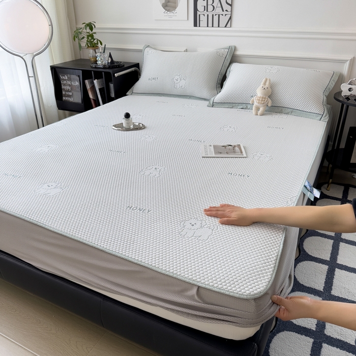 印季家纺 2026新款凉感系列-卡通凉感丝泡泡软席（床笠款） 小狗-绿