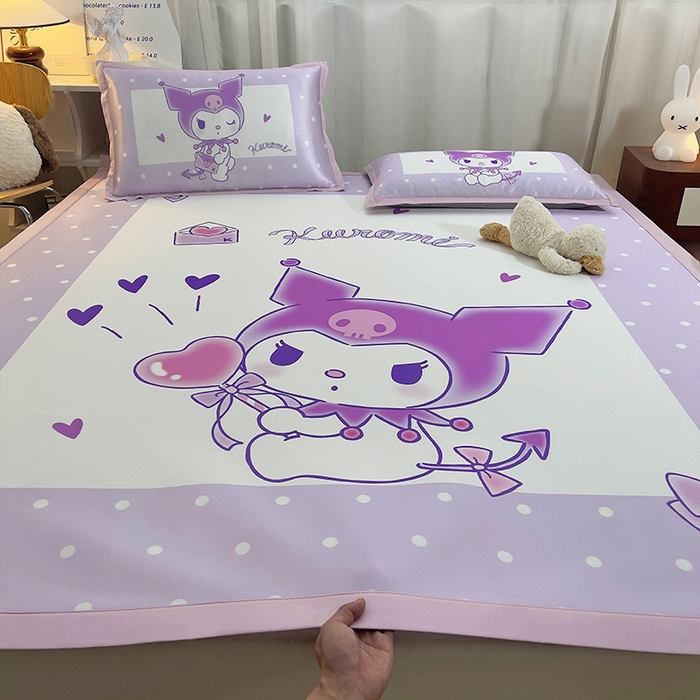 91家纺网 家纺一手货源 找家纺 云恋家纺 2026春夏新款大阪卡通冰丝凉席席子空调软席套件 大阪-爱心库洛米