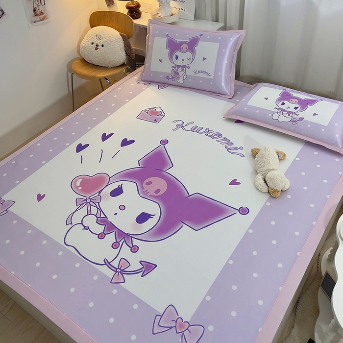 91家纺网 家纺一手货源 找家纺 云恋家纺 2026春夏新款大阪卡通冰丝凉席席子空调软席套件 大阪-爱心库洛米