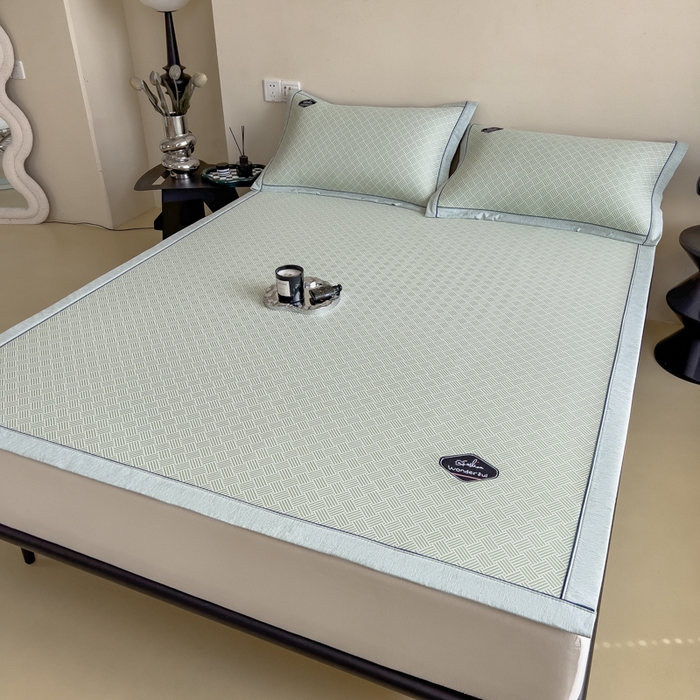 91家纺网 家纺一手货源 找家纺 印季家纺 2026新款凉感系列-丝滑凉感丝软席（床笠款） 交织-绿色