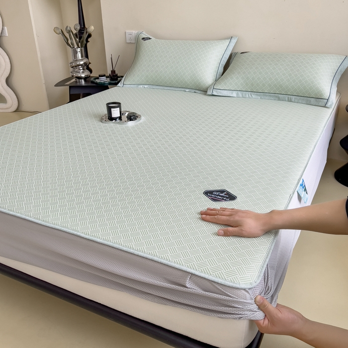 印季家纺 2026新款凉感系列-丝滑凉感丝软席（床笠款） 交织-绿色