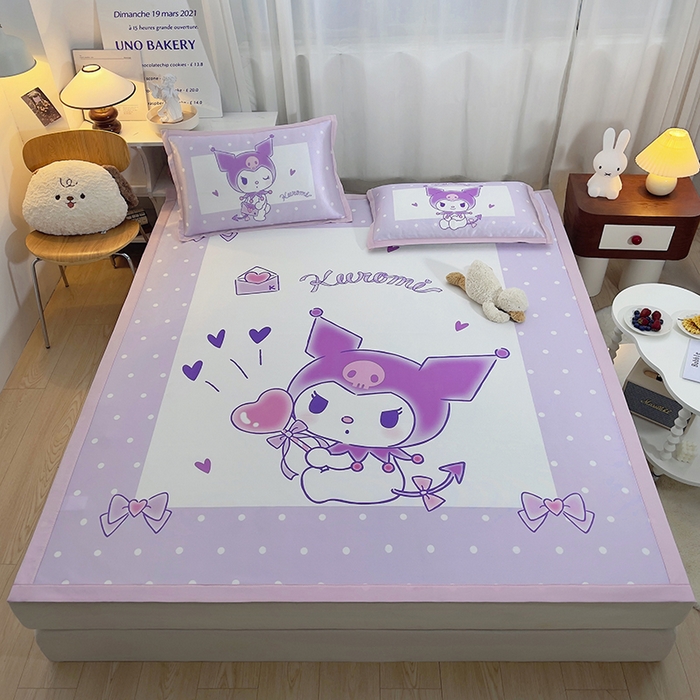 91家纺网 家纺一手货源 找家纺 云恋家纺 2026春夏新款大阪卡通冰丝凉席席子空调软席套件 大阪-爱心库洛米