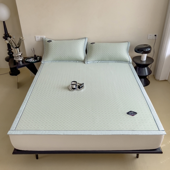 91家纺网 家纺一手货源 找家纺 印季家纺 2026新款凉感系列-丝滑凉感丝软席（床笠款） 交织-绿色