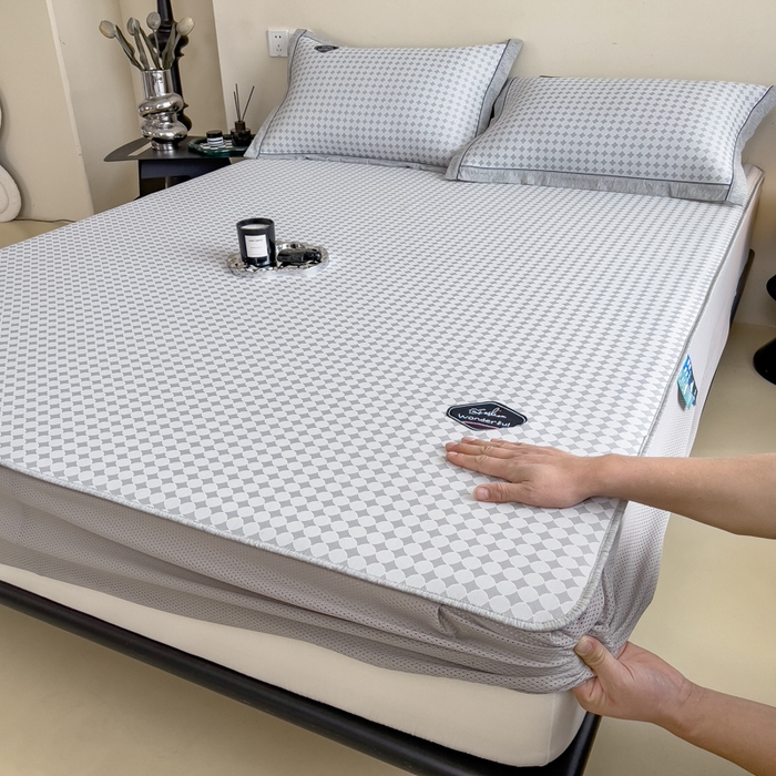 印季家纺 2026新款凉感系列-丝滑凉感丝软席（床笠款） 圆点-灰色