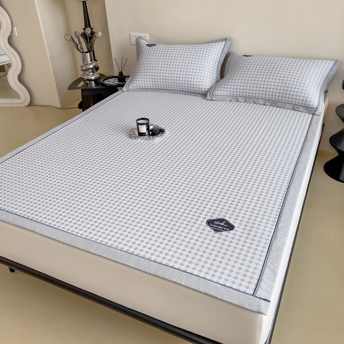 91家纺网 家纺一手货源 找家纺 印季家纺 2026新款凉感系列-丝滑凉感丝软席（床笠款） 圆点-灰色