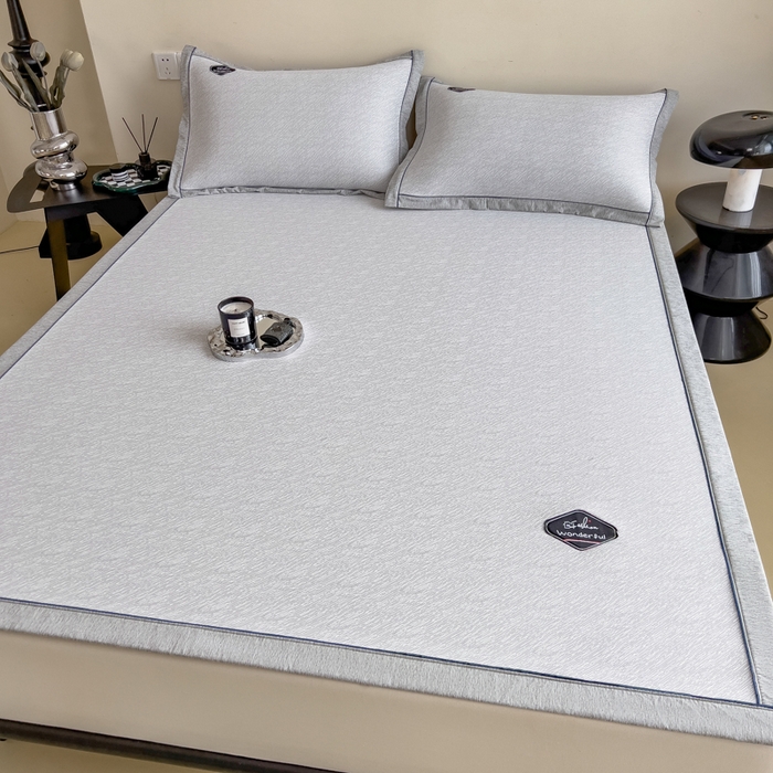 91家纺网 家纺一手货源 找家纺 印季家纺 2026新款凉感系列-丝滑凉感丝软席（床笠款） 肌理纹-灰色