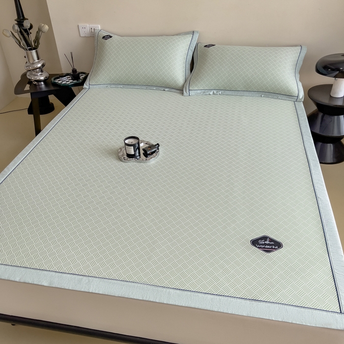 91家纺网 家纺一手货源 找家纺 印季家纺 2026新款凉感系列-丝滑凉感丝软席（床笠款） 交织-绿色