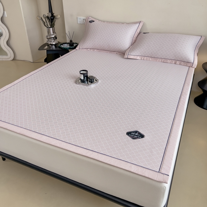 91家纺网 家纺一手货源 找家纺 印季家纺 2026新款凉感系列-丝滑凉感丝软席（床笠款） 交织-粉色