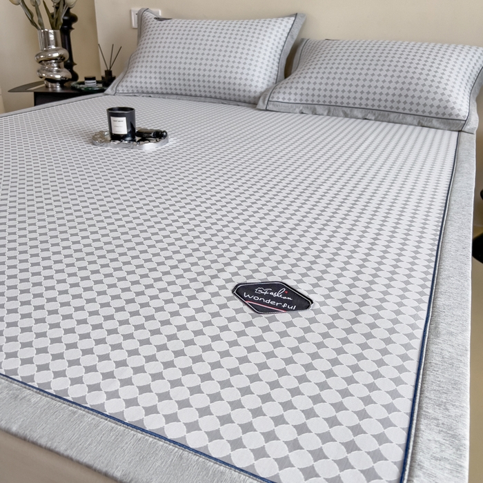 91家纺网 家纺一手货源 找家纺 印季家纺 2026新款凉感系列-丝滑凉感丝软席（床笠款） 圆点-灰色