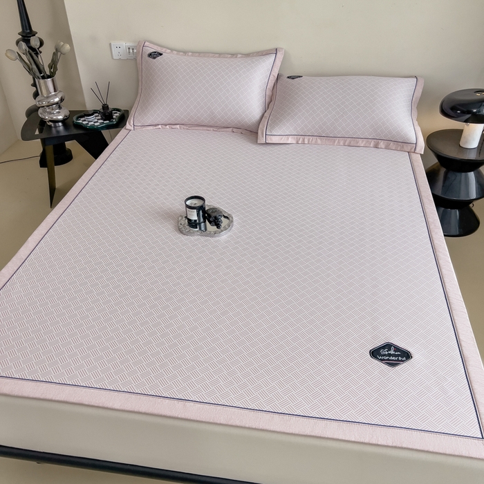 91家纺网 家纺一手货源 找家纺 印季家纺 2026新款凉感系列-丝滑凉感丝软席（床笠款） 交织-粉色