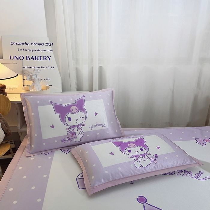 91家纺网 家纺一手货源 找家纺 云恋家纺 2026春夏新款大阪卡通冰丝凉席席子空调软席套件 大阪-爱心库洛米