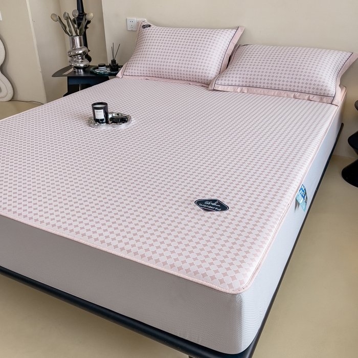 91家纺网 家纺一手货源 找家纺 印季家纺 2026新款凉感系列-丝滑凉感丝软席（床笠款） 圆点-粉色