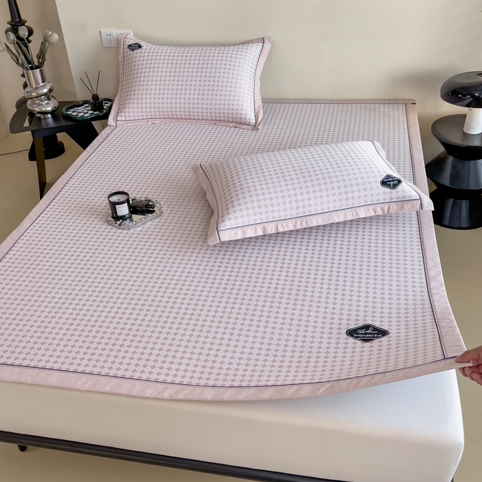 91家纺网 家纺一手货源 找家纺 印季家纺 2026新款凉感系列-丝滑凉感丝软席（床笠款） 圆点-粉色