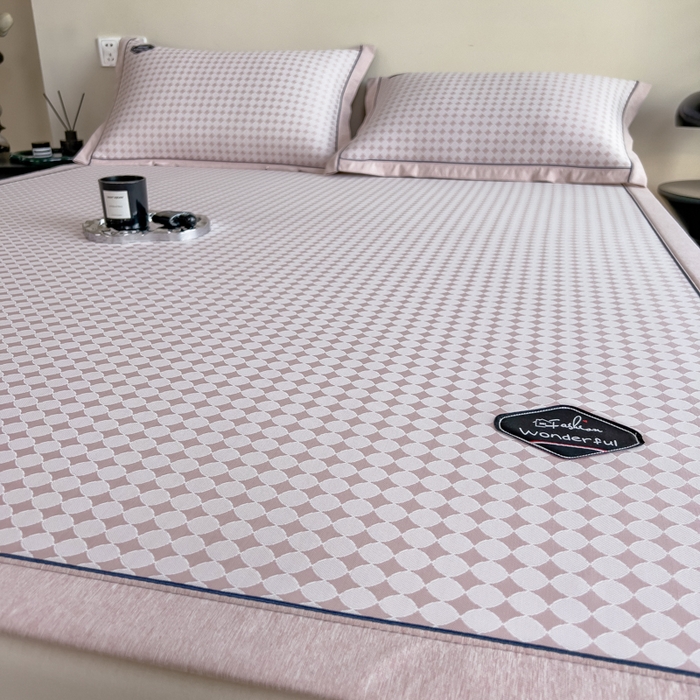 91家纺网 家纺一手货源 找家纺 印季家纺 2026新款凉感系列-丝滑凉感丝软席（床笠款） 圆点-粉色