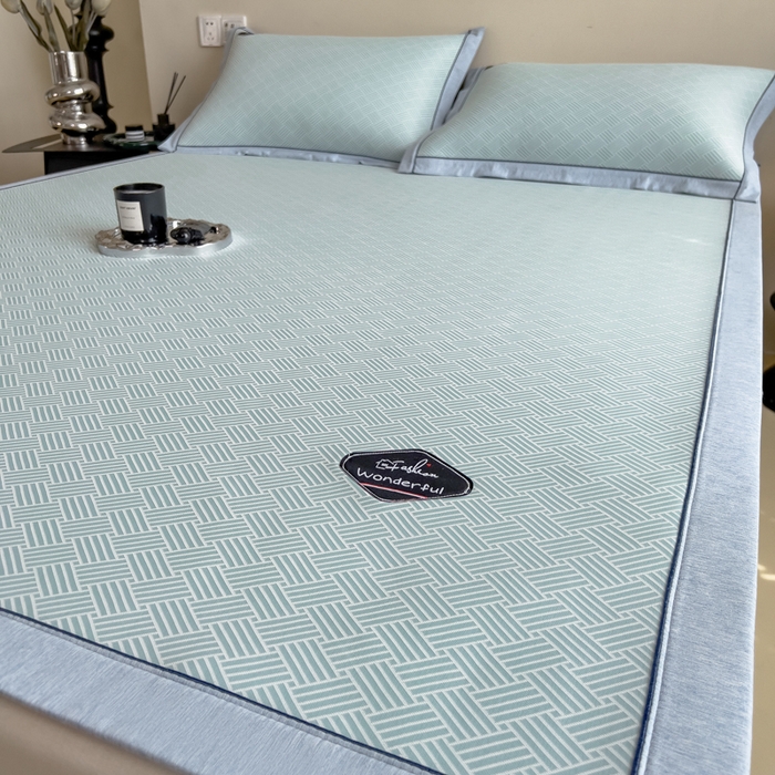 91家纺网 家纺一手货源 找家纺 印季家纺 2026新款凉感系列-丝滑凉感丝软席（床笠款） 交织-蓝色