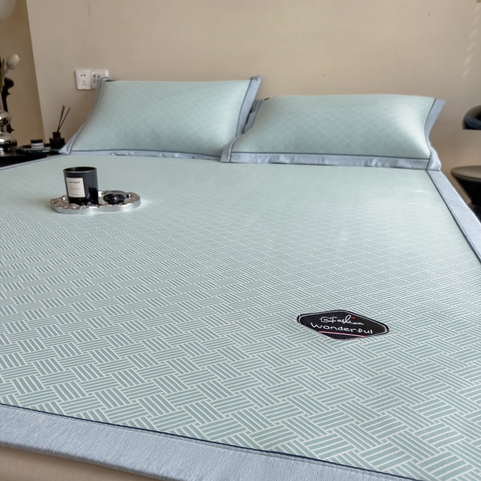 91家纺网 家纺一手货源 找家纺 印季家纺 2026新款凉感系列-丝滑凉感丝软席（床笠款） 交织-蓝色