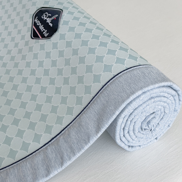 91家纺网 家纺一手货源 找家纺 印季家纺 2026新款凉感系列-丝滑凉感丝软席（床笠款） 圆点-蓝色