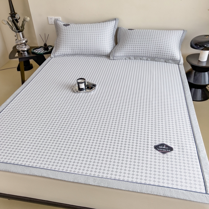 91家纺网 家纺一手货源 找家纺 印季家纺 2026新款凉感系列-丝滑凉感丝软席（床笠款） 圆点-灰色