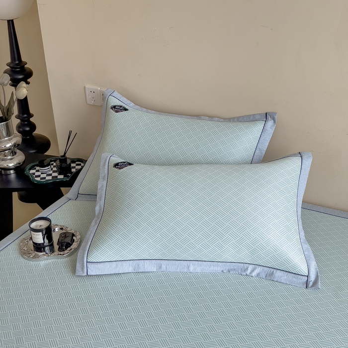 91家纺网 家纺一手货源 找家纺 印季家纺 2026新款凉感系列-丝滑凉感丝软席（床笠款） 交织-蓝色