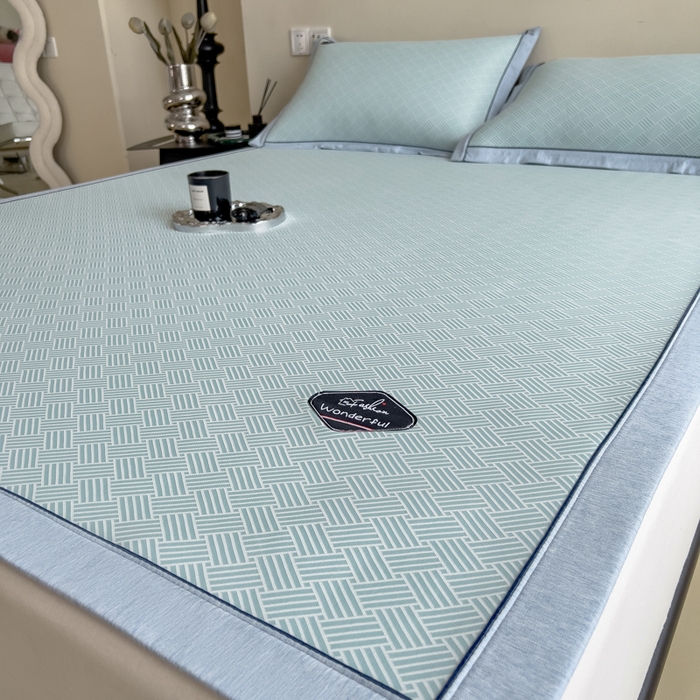 91家纺网 家纺一手货源 找家纺 印季家纺 2026新款凉感系列-丝滑凉感丝软席（床笠款） 交织-蓝色