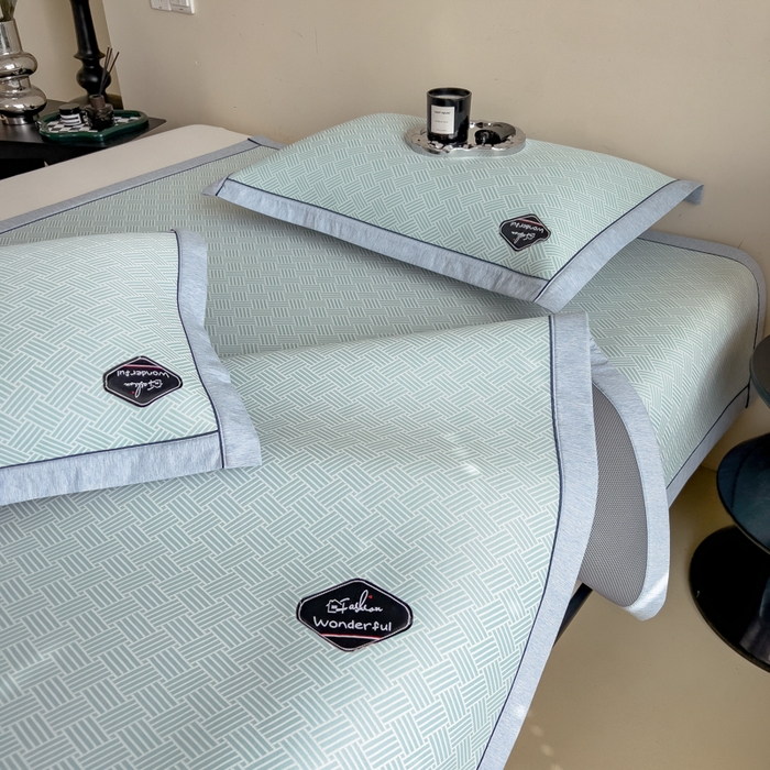 91家纺网 家纺一手货源 找家纺 印季家纺 2026新款凉感系列-丝滑凉感丝软席（床笠款） 交织-蓝色