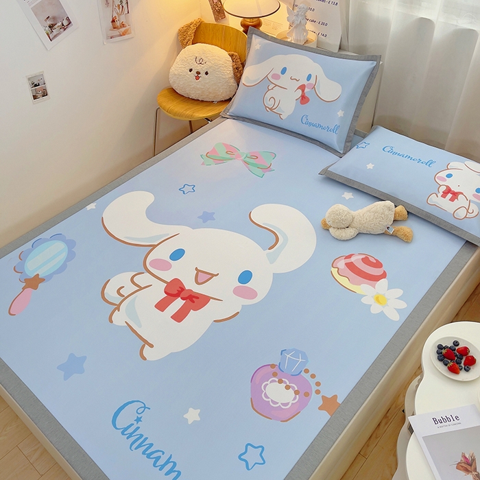 91家纺网 家纺一手货源 找家纺 云恋家纺 2026春夏新款大阪卡通冰丝凉席席子空调软席套件 大阪-大耳朵玉桂狗