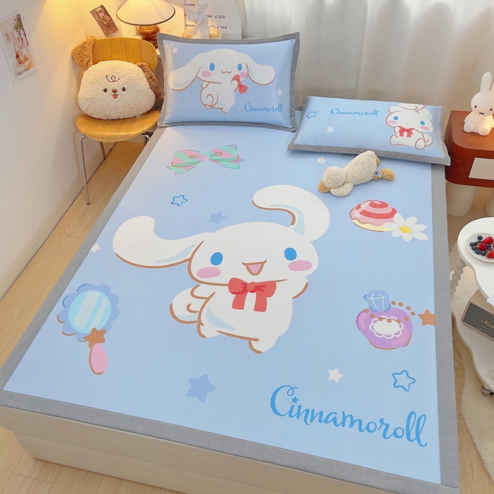 91家纺网 家纺一手货源 找家纺 云恋家纺 2026春夏新款大阪卡通冰丝凉席席子空调软席套件 大阪-大耳朵玉桂狗