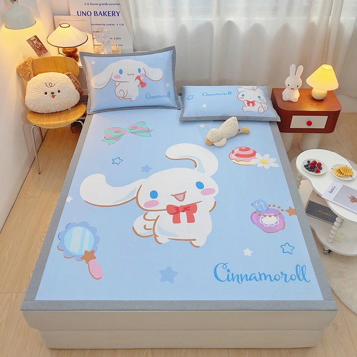 91家纺网 家纺一手货源 找家纺 云恋家纺 2026春夏新款大阪卡通冰丝凉席席子空调软席套件 大阪-大耳朵玉桂狗