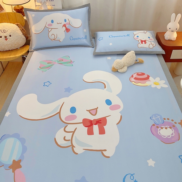 91家纺网 家纺一手货源 找家纺 云恋家纺 2026春夏新款大阪卡通冰丝凉席席子空调软席套件 大阪-大耳朵玉桂狗