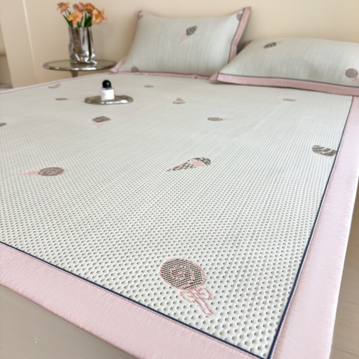 91家纺网 家纺一手货源 找家纺 （总）印季家纺 2026新款三色提花冰爽凉感丝泡泡软席凉席席子